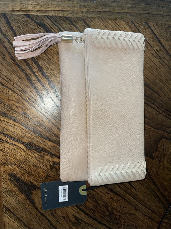 Handbags - Soft Blush Leather Tassel Clutch and Crossbody Purse with Tags - Women